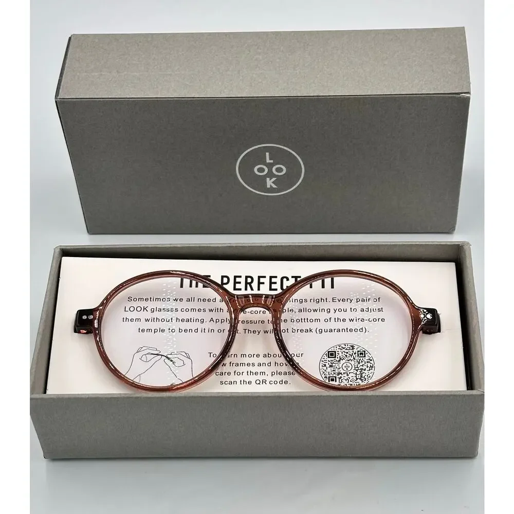 Look Optics Billie LR65B +1.50 Shiny Cinnamon Reader Glasses Blue Light NIB